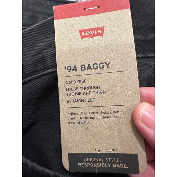 NWT Levi's 94 Baggy Jean in Open Mind Straight Washed Black, 16W(40) x 30L - Picture 4 of 11